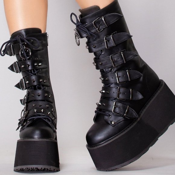 Demonia DAMNED 225 Dark Soul Black Platform Boots